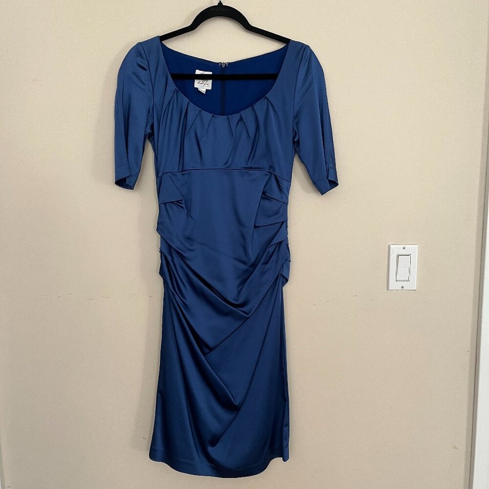 Suzi Chin for Maggy Boutique Satin Sheath Dress Elegant Cocktail Chic 4